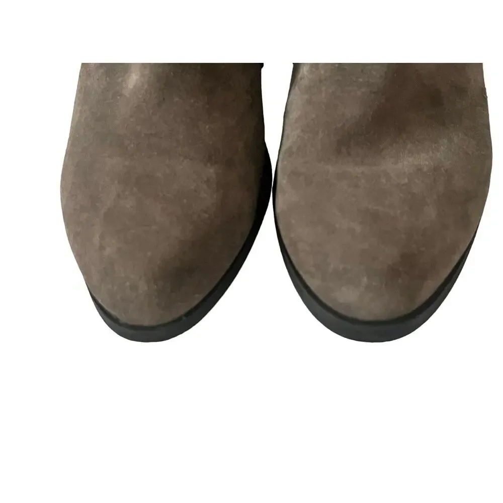 Eileen Fisher Tag Sport Ankle Boots •7• Gray Suede Leather Booties Block Heel